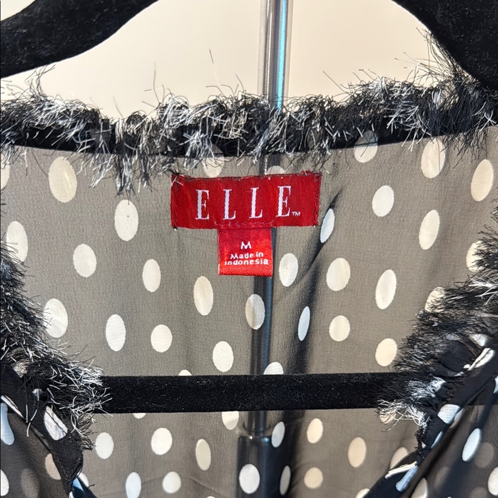 Elle Sheer Black and White Polka Dot Blouse - Picture 2 of 4